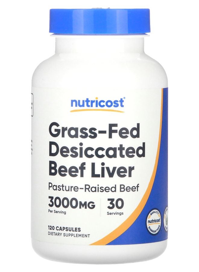 Nutricost Grass-Fed Desiccated Beef Liver 3000 mg 120 Capsules (750 mg per Capsule)