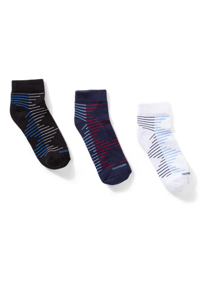 Cottonil Pack of 3 Half Towel Printed Cotton Socks 15/47 - Image 1