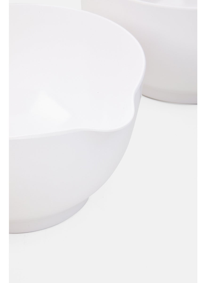 Oggi Corporation 3 Piece Melamine Mixing Bowl Set, White  - Image 3
