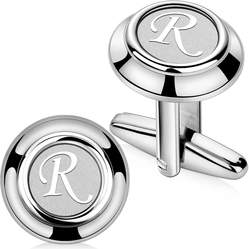 AMITER 26 Letters Tie Clip and Cufflinks for Men, Initial Tie Bar & Cuff Links Set Necktie Clip for Business, Wedding, Anniversary - Image 1