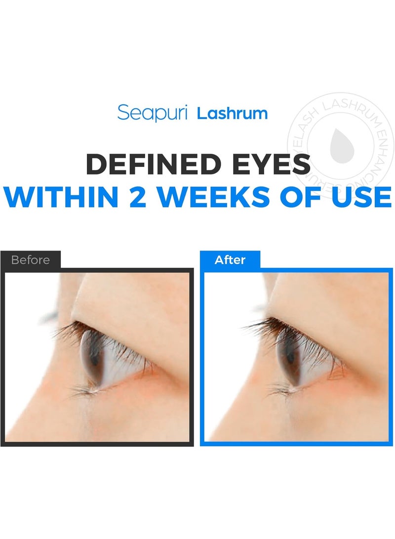 Seapuri سيروم تعزيز الرموش من لاشروم | سيروم نمو الرموش مع الكافيين، الببتيد والبيوتين | لرموش أطول وأكثر كثافة | فرشاة مزدوجة لتطبيق دقيق وكامل | غير مهيج، للاستخدام اليومي - Image 2