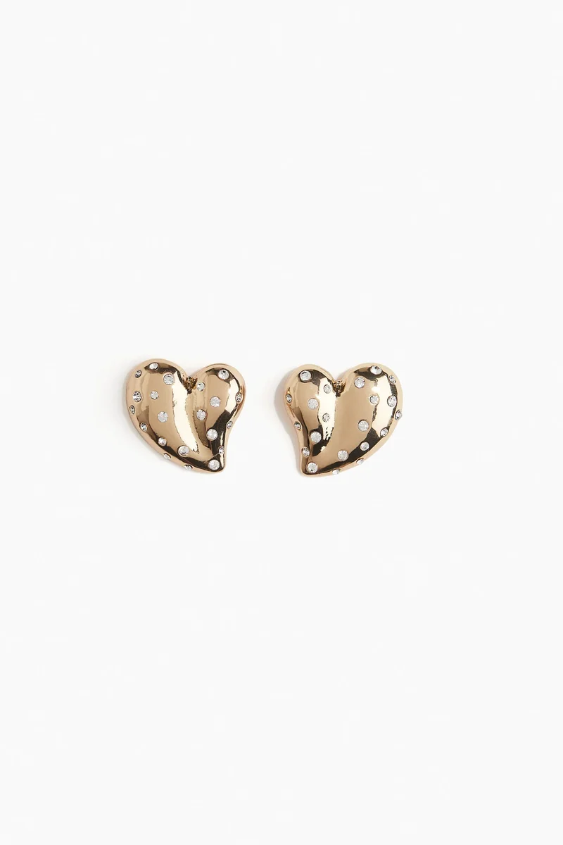 H&M Rhinestone-Embellished Heart-Shaped Earrings