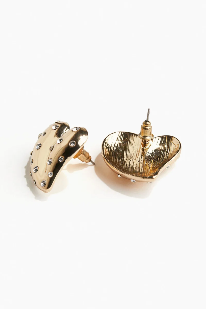 H&M Rhinestone-Embellished Heart-Shaped Earrings
