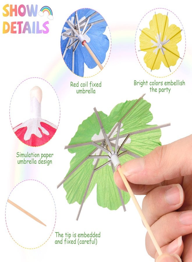 Newtay Drink Umbrellas Cocktail Picks Parasol Cocktail Sticks with Wood Toothpicks for Summer Hawaiian Cupcake Toppers Umbrella Sticks Tropical Wedding Party Decor(150 Pieces) - Image 3