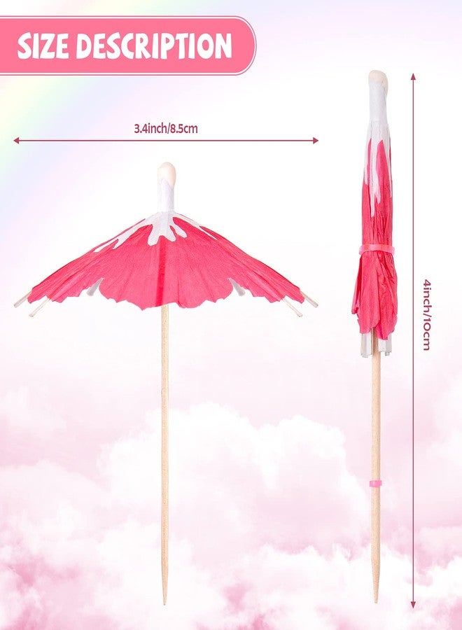 Newtay Drink Umbrellas Cocktail Picks Parasol Cocktail Sticks with Wood Toothpicks for Summer Hawaiian Cupcake Toppers Umbrella Sticks Tropical Wedding Party Decor(150 Pieces) - Image 2