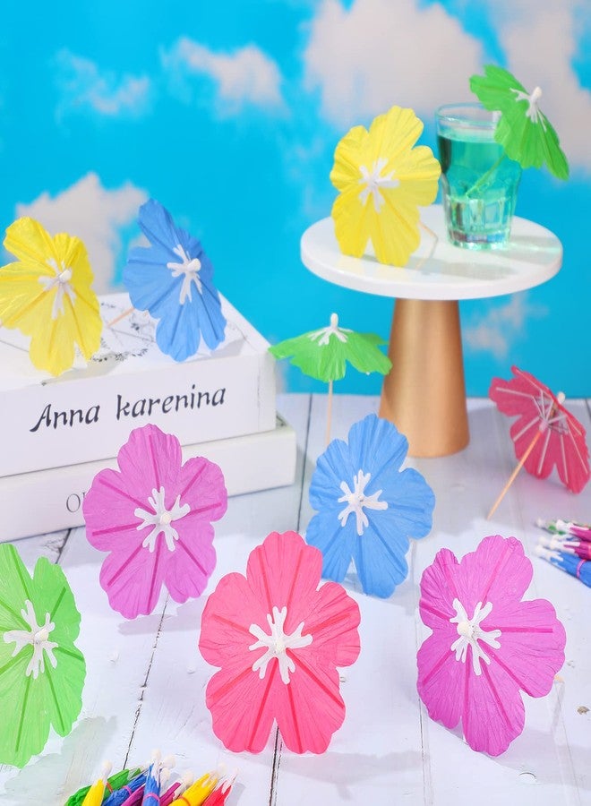 Newtay Drink Umbrellas Cocktail Picks Parasol Cocktail Sticks with Wood Toothpicks for Summer Hawaiian Cupcake Toppers Umbrella Sticks Tropical Wedding Party Decor(150 Pieces) - Image 5