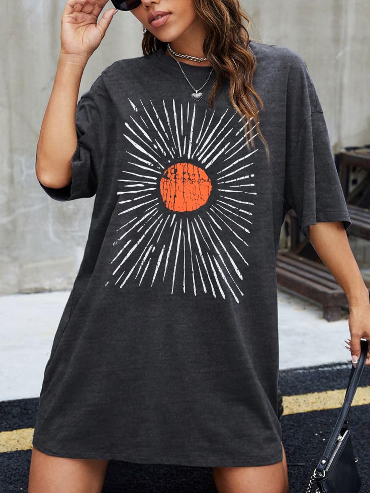 JinTing Womens Oversized Tee Shirts Vintage Sunshine Graphic Tees Hiking T-Shirts Boho Summer Short Sleeve Top - Image 5
