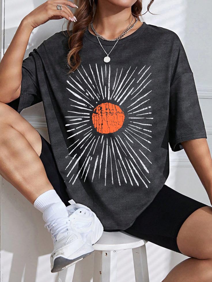 JinTing Womens Oversized Tee Shirts Vintage Sunshine Graphic Tees Hiking T-Shirts Boho Summer Short Sleeve Top - Image 4