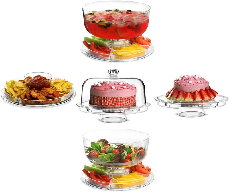 RHYDON Multi-Purpose Acrylic Cake Stand with Dome (6-in-1 Design) - Serving Stand - Image 5