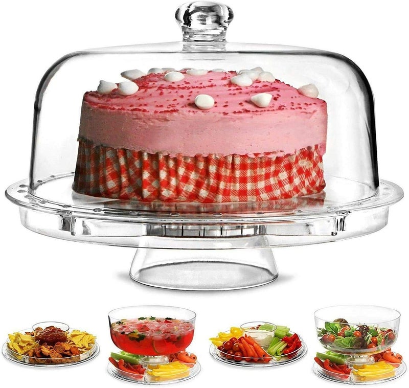 RHYDON Multi-Purpose Acrylic Cake Stand with Dome (6-in-1 Design) - Serving Stand - Image 3