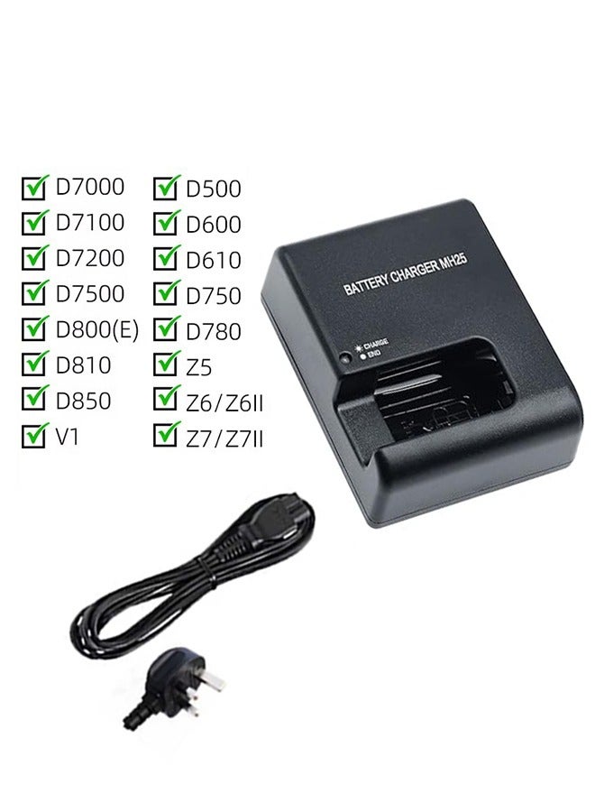 MH-25 Quick Charger for Nikon Camera Battery:MH-25a EN-EL15 EN-EL15a EN-EL15b EN-EL15c EP-5B D500 D600 D610 D750 D780 D800 D800E D810 D810A D850 D7000 D7100 D7200 D7500 Coolpix Z5 Z6 Z6 II Z7 Z7II V - Image 1