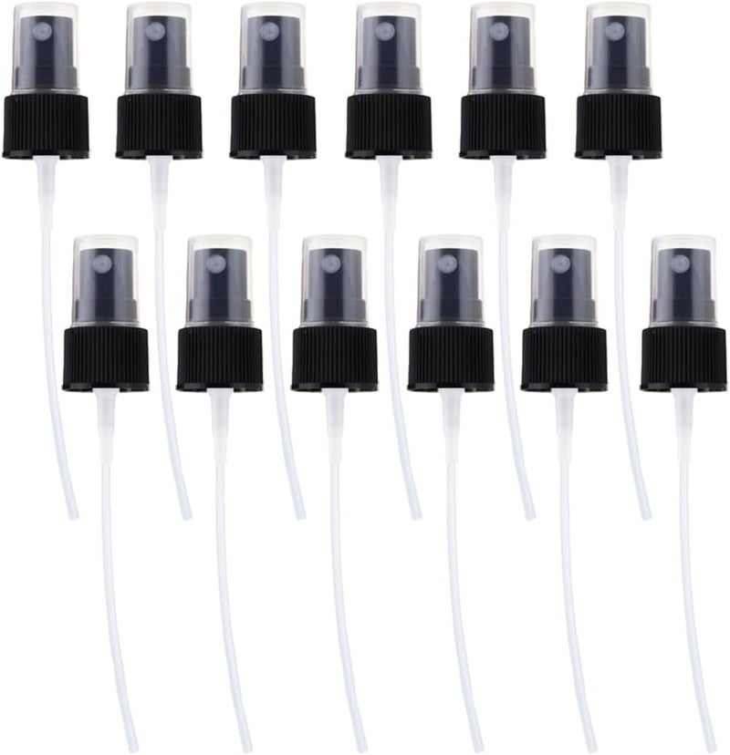 Elandy 12 قطعة غطاء بخاخ بلاستيكي أسود 20/410 مم لرأس مضخة استبدال زجاجة بخاخ قابلة لإعادة الاستخدام