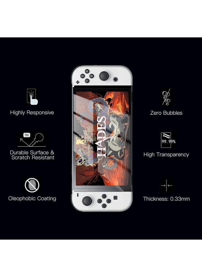 SJet - 2 Pack Screen Protector for Nintendo Switch OLED, Tempered Glass Compatible with Nintendo Switch OLED 7-inch 2021 - Image 1