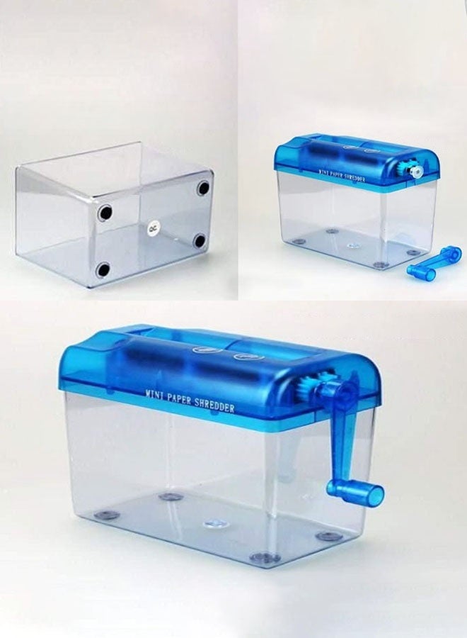 1 Piece Mini Paper Shredder Portable A6 Manual Paper Cut Shredder Hand Operated Mini Paper Shredder For Home & Office(Blue) - Image 4