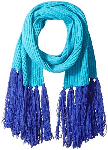 La Florentina La Fiorentina Women's Long Scarf with Contrasting Fringe, Dark Blue/Light Blue, One Size - Image 3