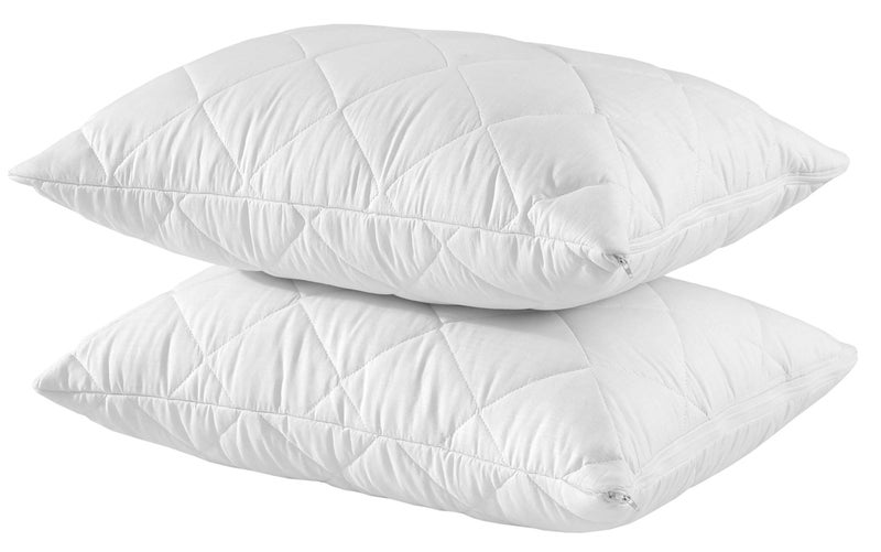 Niagara Sleep Solution Waterproof Quilted Pillow Protectors Standard Ultra Soft Thick Pair 20x26 Inches Brushed Ultra Plush White Zippered Set of 2 Size Encasement - Image 3