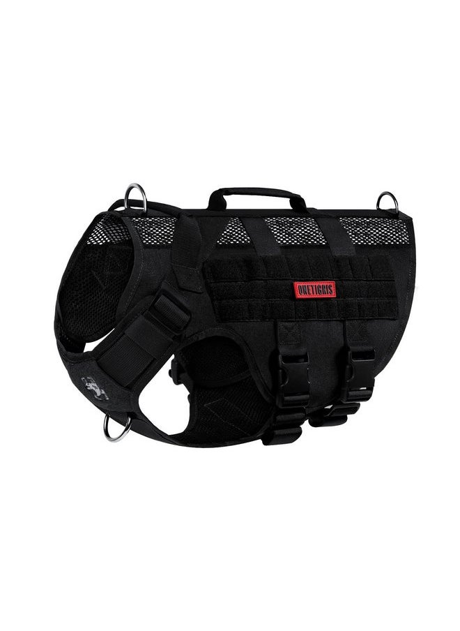 OneTigris - OneTigris No Pull Tactical Dog Harness for Medium Dog, Mesh Design Breathable Military Dog Molle Vests with Handles, Service Dog Vest Harness for Walking Hiking Training (L, Black) - Image 1