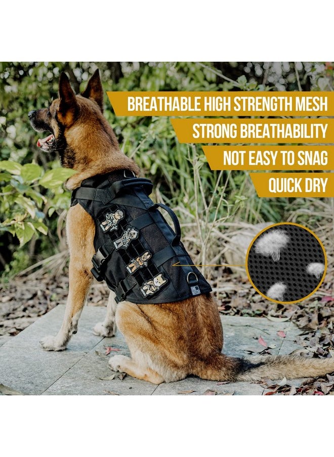 OneTigris - OneTigris No Pull Tactical Dog Harness for Medium Dog, Mesh Design Breathable Military Dog Molle Vests with Handles, Service Dog Vest Harness for Walking Hiking Training (L, Black) - Image 1