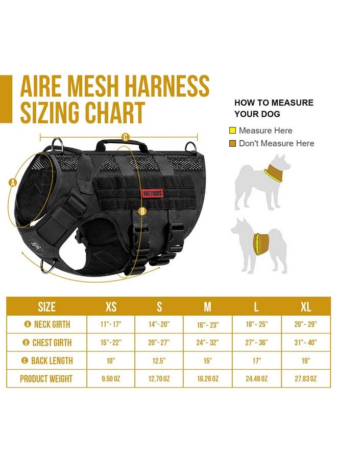 OneTigris - OneTigris No Pull Tactical Dog Harness for Medium Dog, Mesh Design Breathable Military Dog Molle Vests with Handles, Service Dog Vest Harness for Walking Hiking Training (L, Black) - Image 1