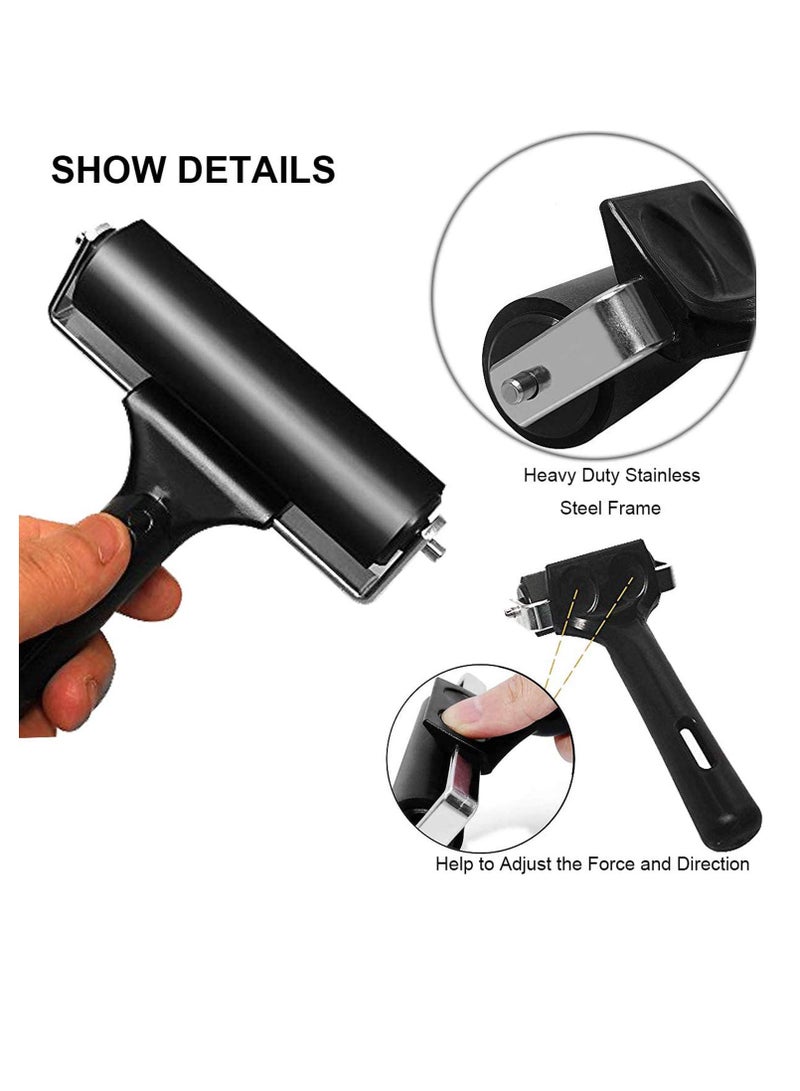 SYOSI 3 Pack Printmaking Brayers Premium Brayer Rollers for Crafting Hard Rubber Roller Brayers Vinyl Roller Ink Paint Brush for Wallpapers Stamping Gluing Application (Black) - Image 3