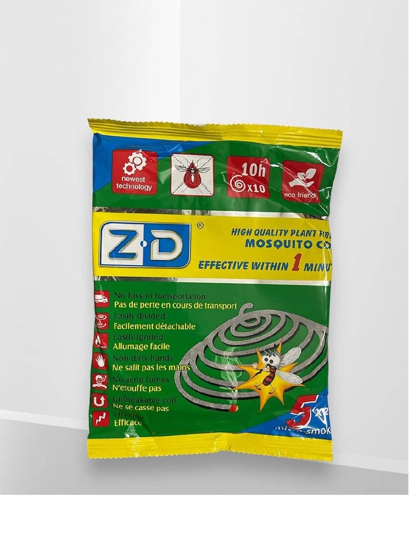 ZD High Quality Plant Fiber Mosquito Coils Repellent Coil (10 coil) Effect Within 1 Minute Killer Smokless, unbreakable,Full protection from mosquitoes and flying insects for 10 hours per single coil - Image 2