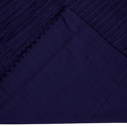 Better Trends Jullian Collection is Super Soft and Light Weight in Bold Stripes Design 100% Cotton Tufted Unique Luxurious Machine Washable Tumble Dry, Euro Sham, Navy - Image 2