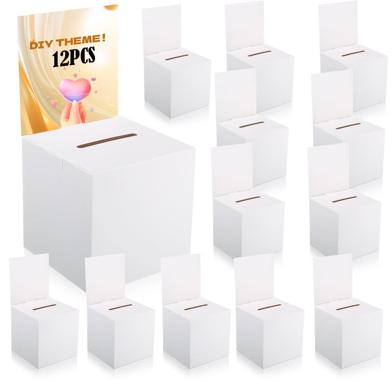 ABURRORI 12 Pcs Raffle Boxes Bulk Ballot Box Suggestion Donation for Boxes Fundraising Raffle Ticket Card Box with Slot and Removable Header Voting for Auction Charity Voting Collecting Card Contest 12 - Image 2
