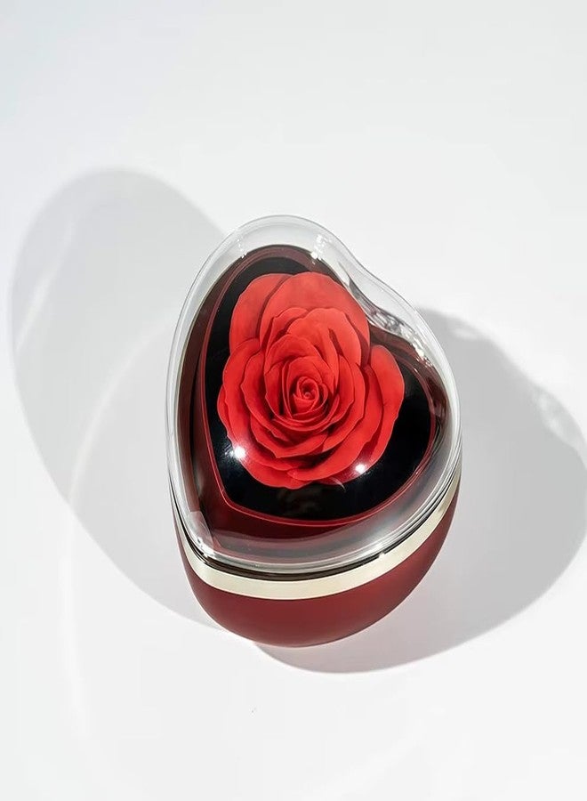 VIRELLO New Romantic Valentine's Day Mother's Day Heart-shaped Soap Flower Flip Rotating Ring Necklace Pendant Rose Jewelry Box (Flip up Rotating Soap Flower Jewelry Box) - Image 1