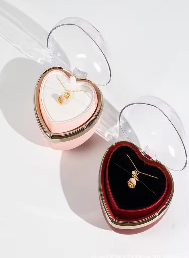 VIRELLO New Romantic Valentine's Day Mother's Day Heart-shaped Soap Flower Flip Rotating Ring Necklace Pendant Rose Jewelry Box (Flip up Rotating Soap Flower Jewelry Box) - Image 4
