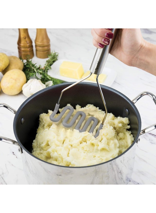 Tovolo Silicone Potato Stainless Steel Handle And Core Food Mashers Kitchen Utensil Vegetable Ricer And Avocado Blender Scratch Resistant And Heat Resistant Oyster Grey - Image 3