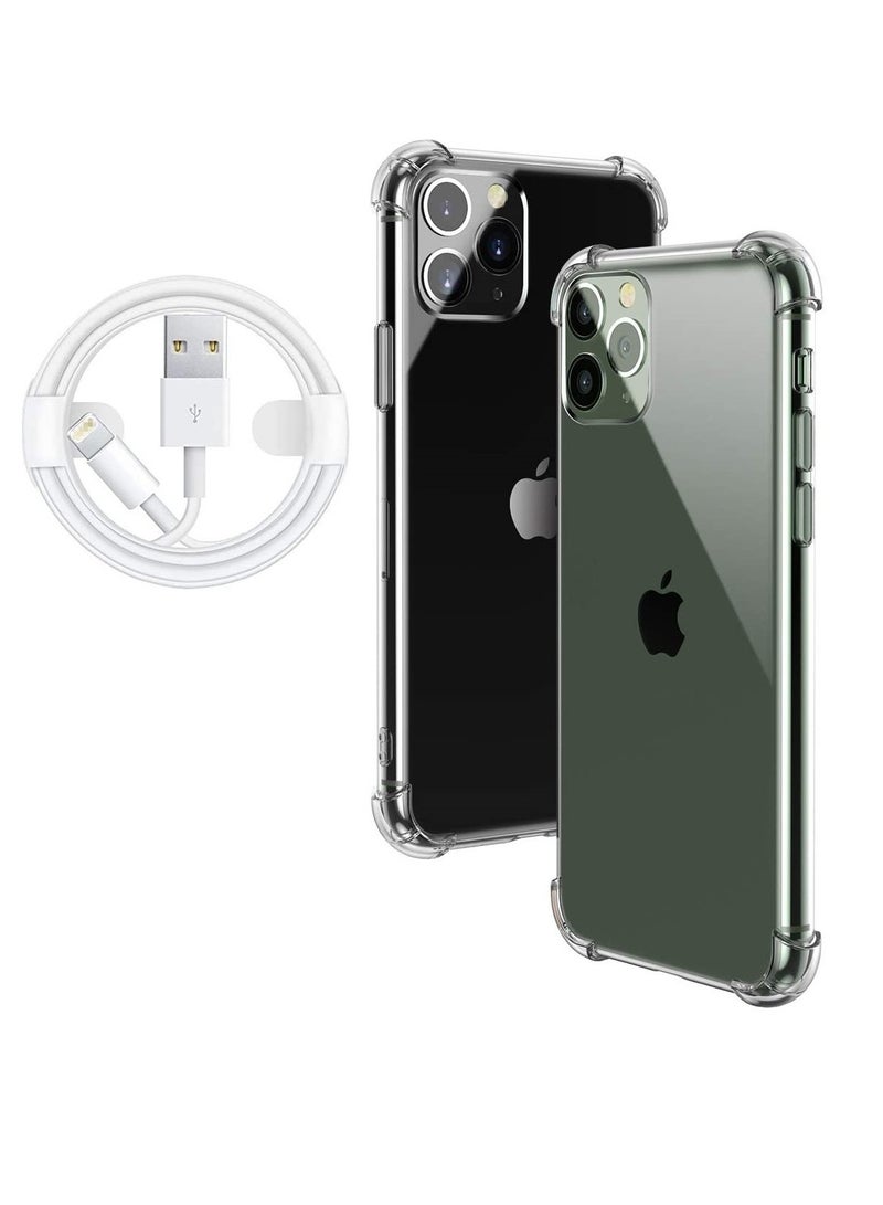 DUSALA Anti Scratch Shock Absorption Case Cover with Tempered Glass and Charging Cable for Apple iPhone 11 Pro - Image 1
