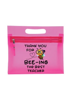 PRINTSHOP4ME Teachers Day Gift Pink Transparent Cosmetic Bag with zipper closure - Teacher Appriciation Gift - Gift for Teacher - Teacher Gifts  - Image 1