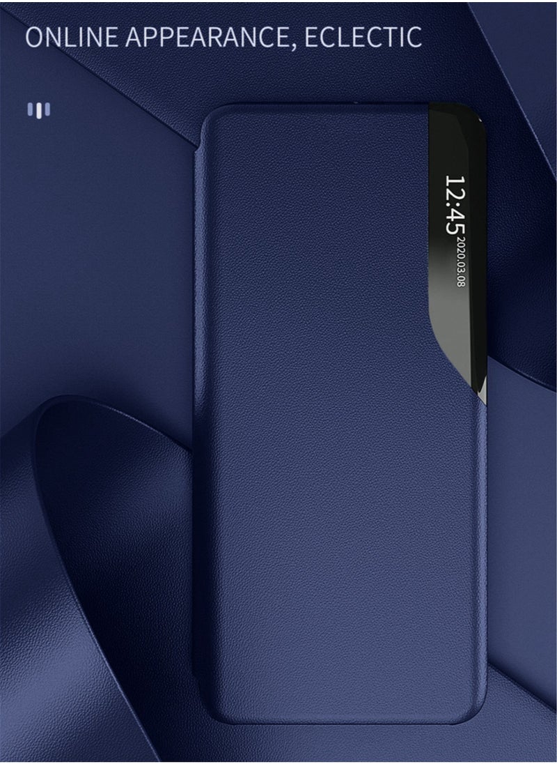 Techie Premium Leather Texture Smart View Flip Case Auto Sleep Wake for Samsung Galaxy A25 - Navy Blue  - Image 5