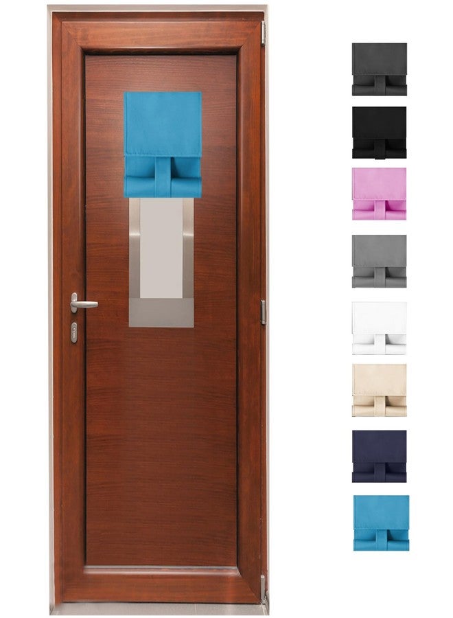 ChYoung Classroom Door Curtains Blackout Shades for Windows and Doors - No Drill Blinds, Room Darkening Tie Up Covering - W 9.8 Inch x H 39 Inch (1, Blue) - Image 1