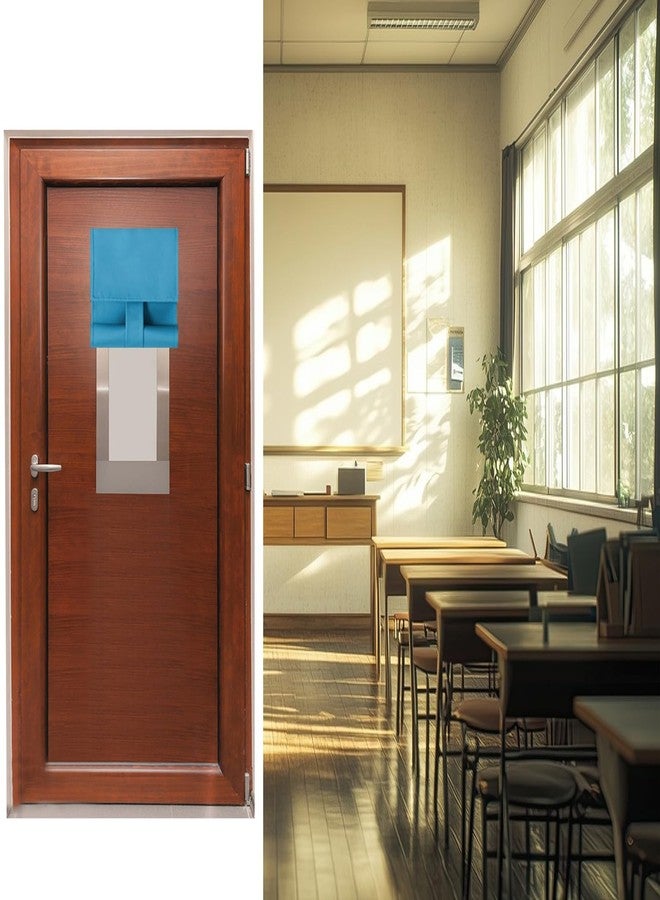 ChYoung Classroom Door Curtains Blackout Shades for Windows and Doors - No Drill Blinds, Room Darkening Tie Up Covering - W 9.8 Inch x H 39 Inch (1, Blue) - Image 5