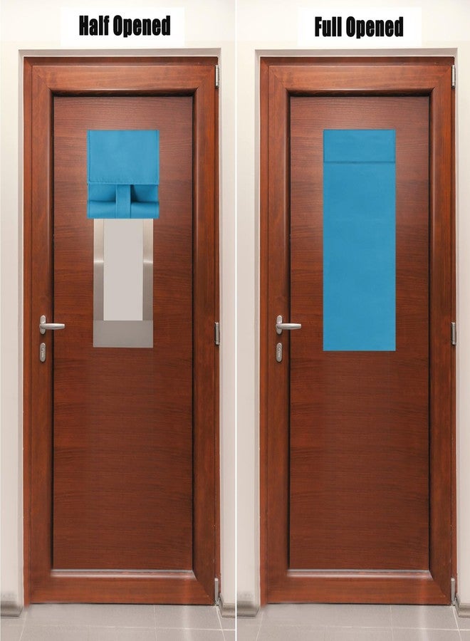 ChYoung Classroom Door Curtains Blackout Shades for Windows and Doors - No Drill Blinds, Room Darkening Tie Up Covering - W 9.8 Inch x H 39 Inch (1, Blue) - Image 2