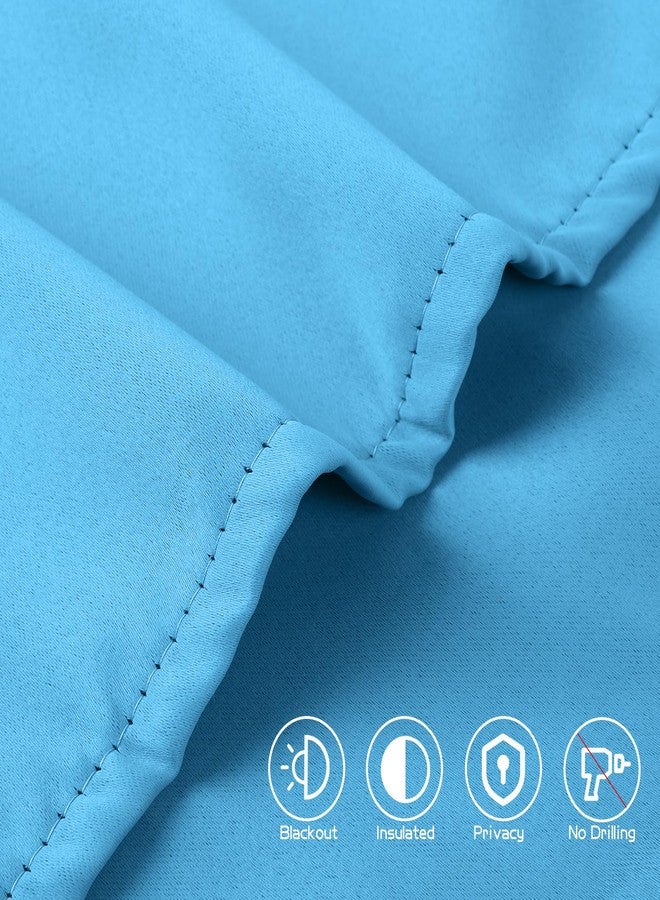 ChYoung Classroom Door Curtains Blackout Shades for Windows and Doors - No Drill Blinds, Room Darkening Tie Up Covering - W 9.8 Inch x H 39 Inch (1, Blue) - Image 3