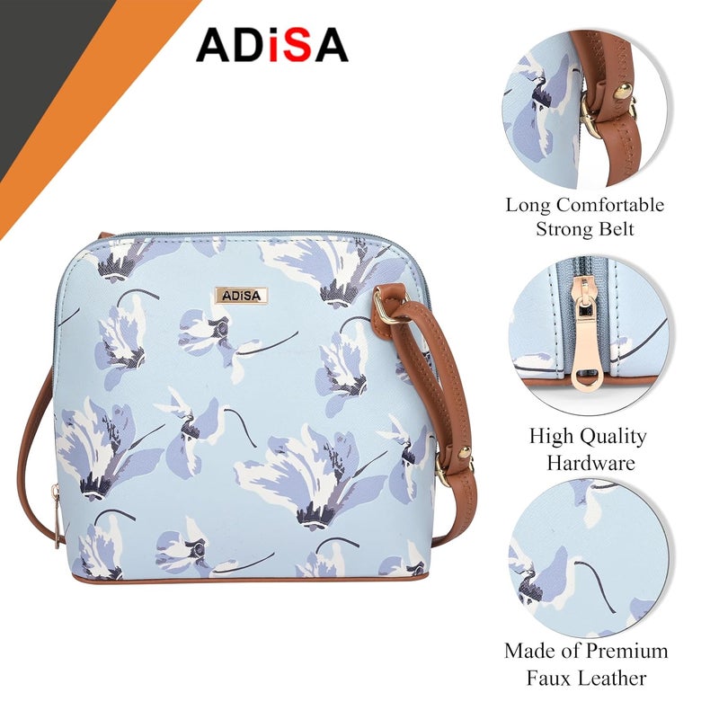 ADISA Women Girls Floral Print Faux Leather Sling Bag Crossbody - Image 4