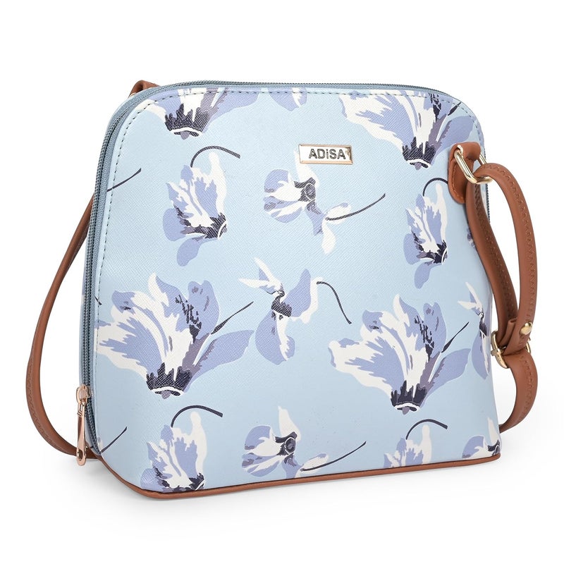 ADISA Women Girls Floral Print Faux Leather Sling Bag Crossbody - Image 2