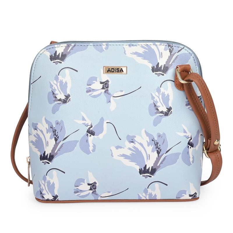 ADISA Women Girls Floral Print Faux Leather Sling Bag Crossbody - Image 1