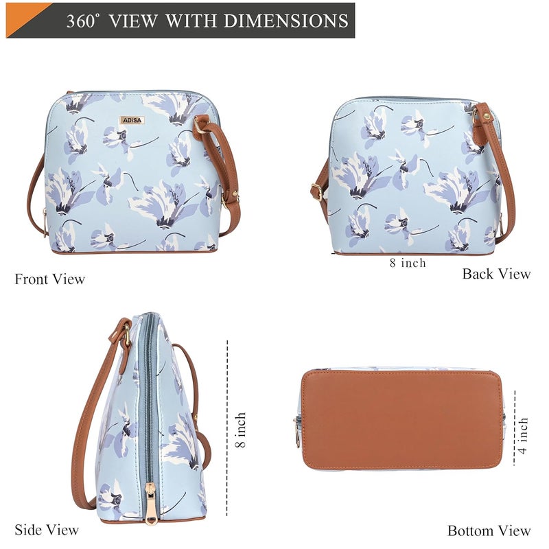 ADISA Women Girls Floral Print Faux Leather Sling Bag Crossbody - Image 3