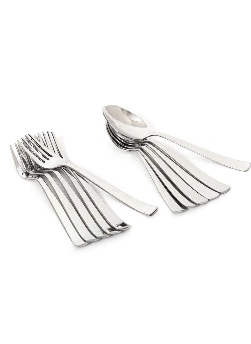 Parage - Parage Stainless Steel Spoon Set & Fork Set 12 Pieces for Tea, Coffee, Sugar, Condiments & Spices - Set of 12 Contains Spoons Set of 6 Spoon and Fork Set of 6, Mirror Polished - Image 1