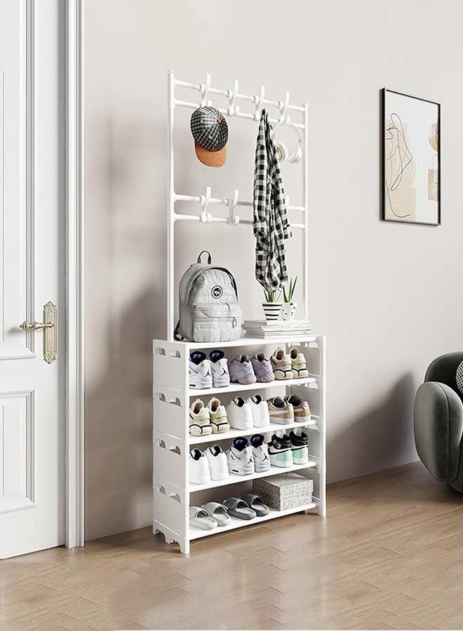 رَوَائِد رف معاطف وأحذية بخمس طبقات، شماعة مدخل مزودة بخطافات، منظم أحذية لغرفة المعيشة، غرفة النوم، والمكتب. - Image 1