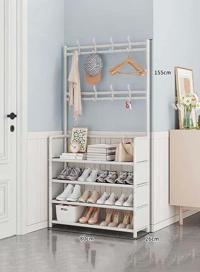رَوَائِد رف معاطف وأحذية بخمس طبقات، شماعة مدخل مزودة بخطافات، منظم أحذية لغرفة المعيشة، غرفة النوم، والمكتب. - Image 3