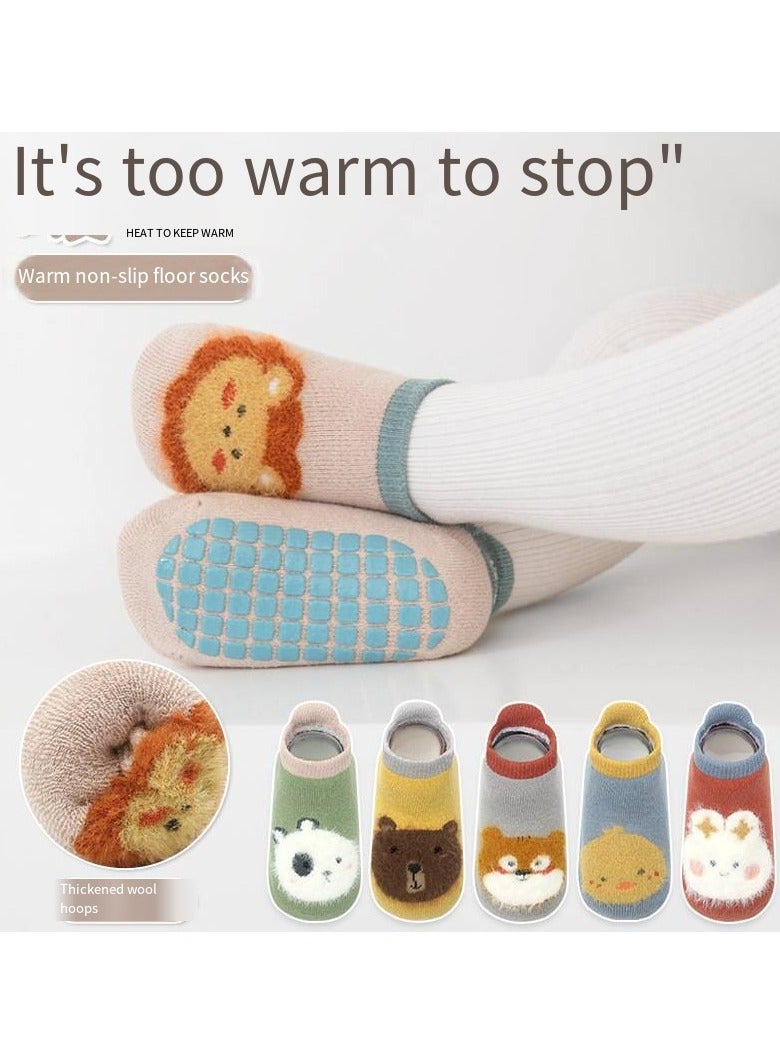 6 Pairs Kids Cotton Socks Cute Cartoon Animal Pattern Comfy Breathable Baby Non-slip Floor Socks for 1-3 Years - Image 1
