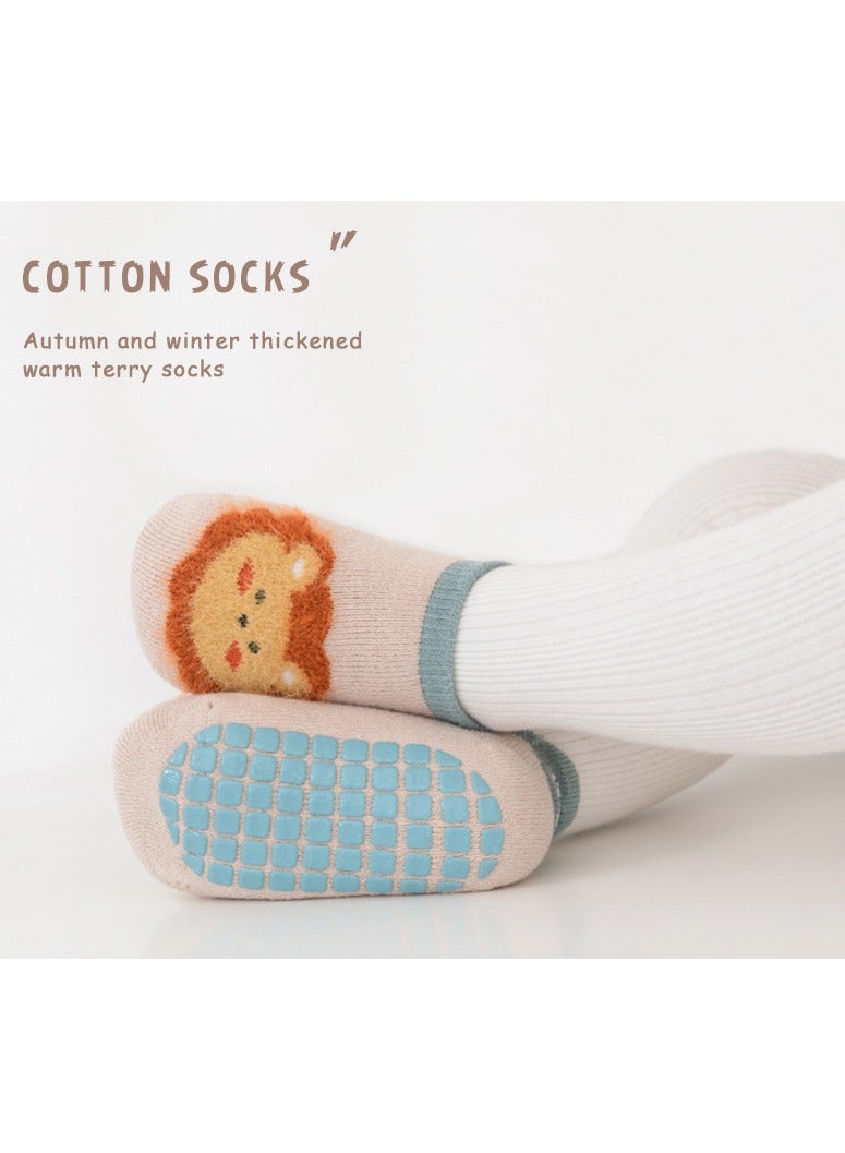 6 Pairs Kids Cotton Socks Cute Cartoon Animal Pattern Comfy Breathable Baby Non-slip Floor Socks for 1-3 Years - Image 2