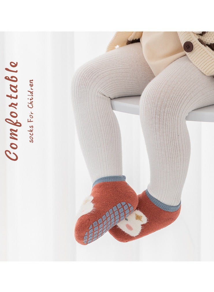 6 Pairs Kids Cotton Socks Cute Cartoon Animal Pattern Comfy Breathable Baby Non-slip Floor Socks for 1-3 Years - Image 5