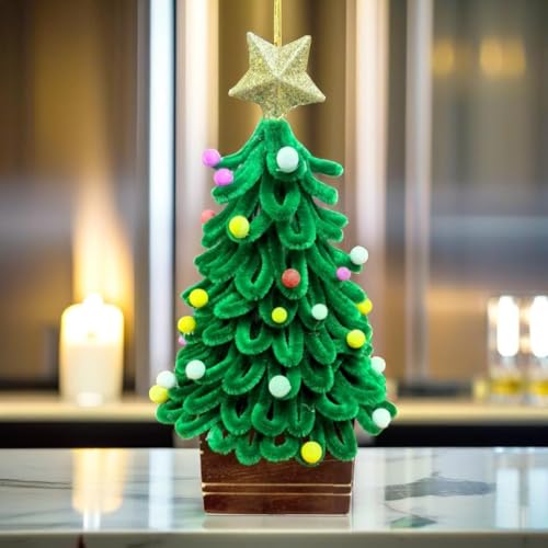 Akaar Decor's Mini Christmas Tree for Table Decoration 9 Inch | Small Xmas Tree with Star & Colorful Balls | Tabletop Christmas Decor for Home, Office & Gifting | Ready-to-Display Christmas Tree - Image 1