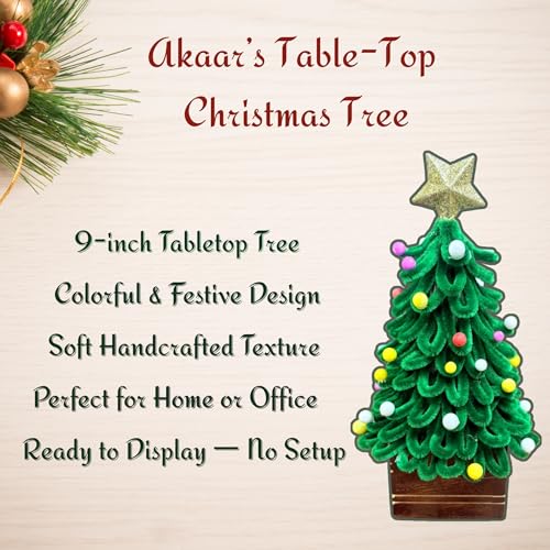 Akaar Decor's Mini Christmas Tree for Table Decoration 9 Inch | Small Xmas Tree with Star & Colorful Balls | Tabletop Christmas Decor for Home, Office & Gifting | Ready-to-Display Christmas Tree - Image 3