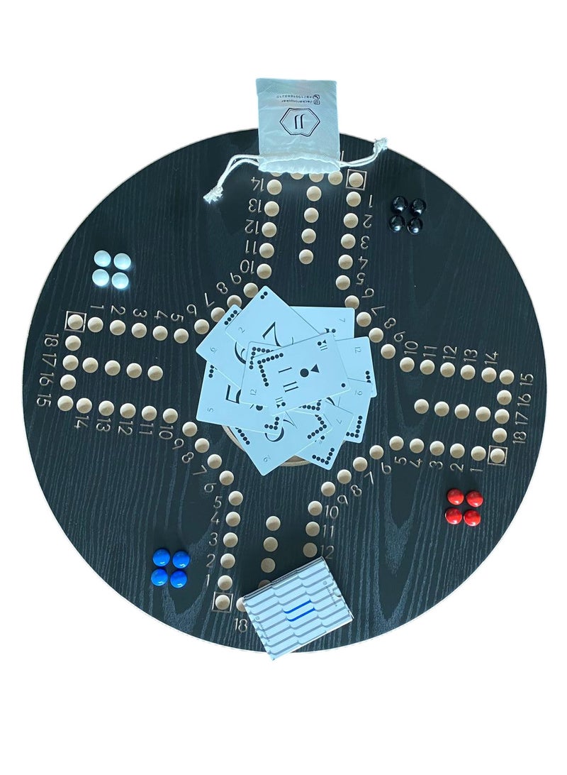 جاكارو جوكر مجموعة لعبة جاكاروا مع حقيبة حمل، لوح خشبي لـ 4 لاعبين، كرات وبطاقات - أسود - Image 2